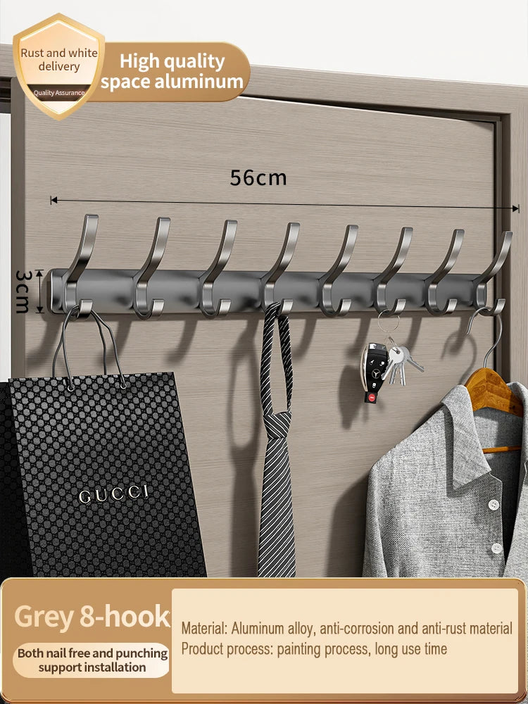 YUNJIEYA 6-Hook Aluminum Wall Hook | Robe & Door Hanger