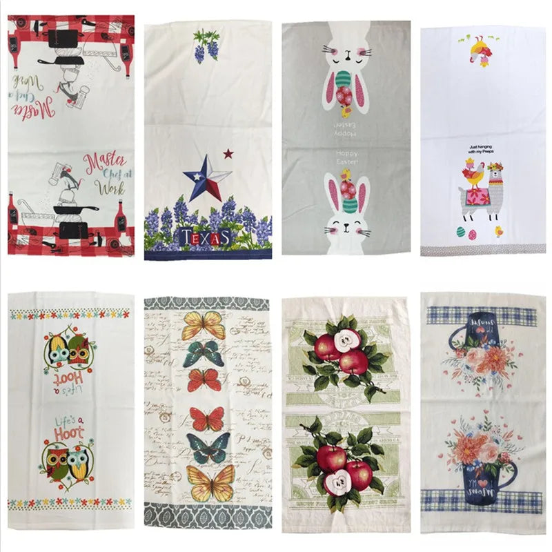 5-Pack 100% Cotton Printed Kitchen Tea Towels | 41x64cm