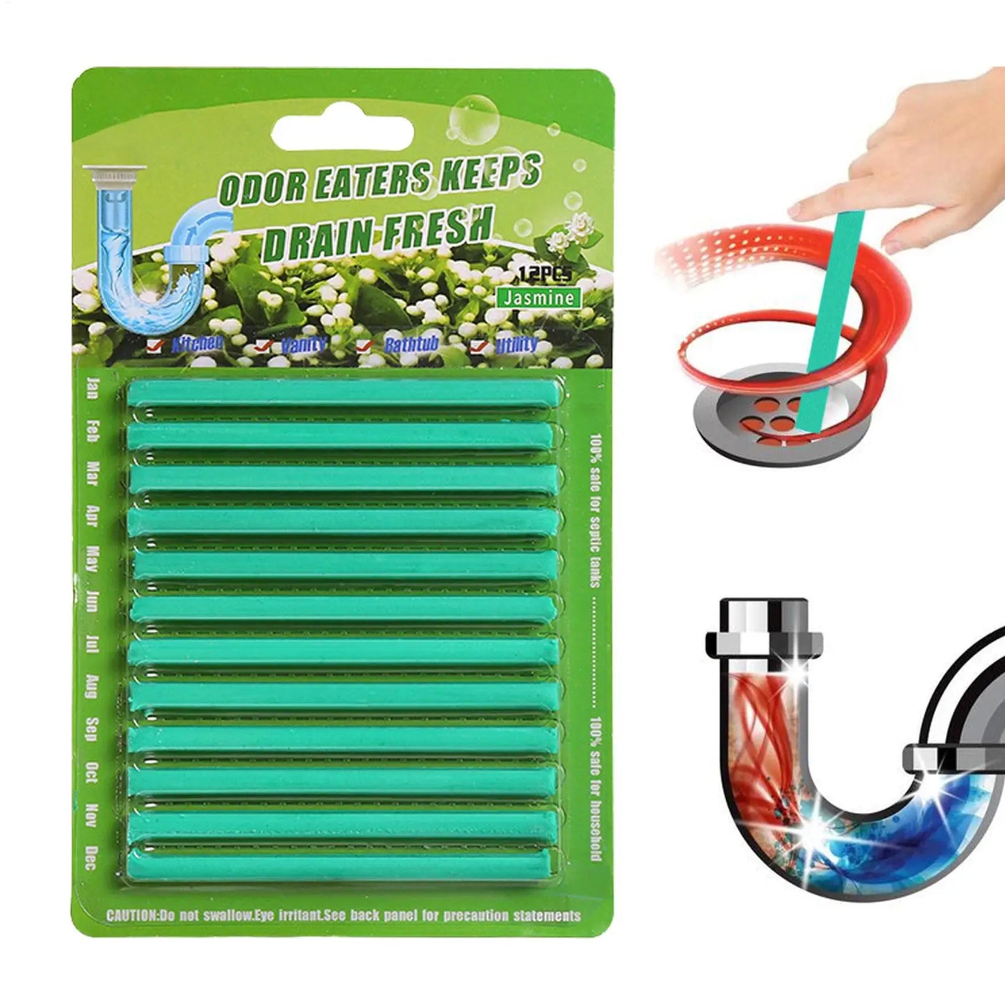 12pcs Enzyme Drain Maintenance Sticks Prevents Clogs & Eliminates Odors in Sinks, Shower, Toilet, Natural Breakdown Formula Peaceful Pleasures Health and Wellness
