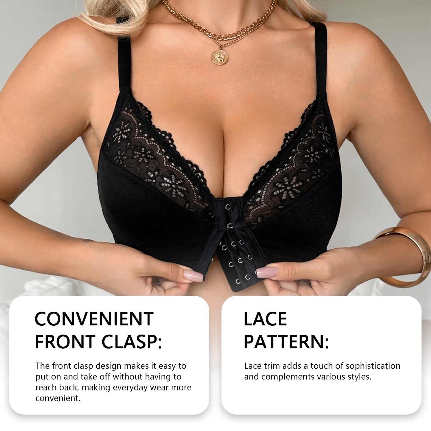 Lace Front Clasp Wire-Free Push-Up Bra | Everyday Comfort