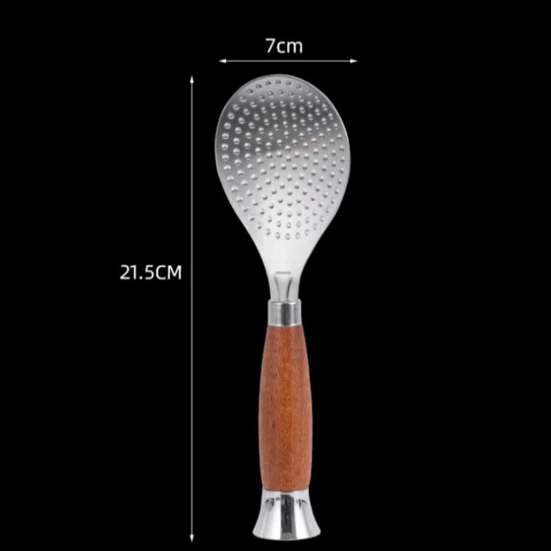 Rice Scoop Thickened Stainless Steel Wooden Handle Spoon Non-stick