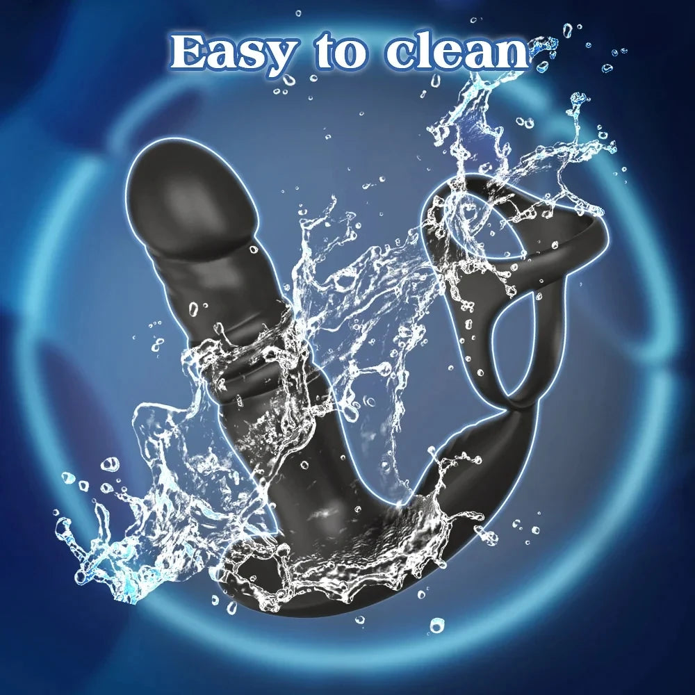Male Thrusting Prostate Massager APP Control Vibrator for Men Delayed Ejaculation Cork Ring Butt Plug Sex Toy for Adult Peaceful Pleasures Health and Wellness