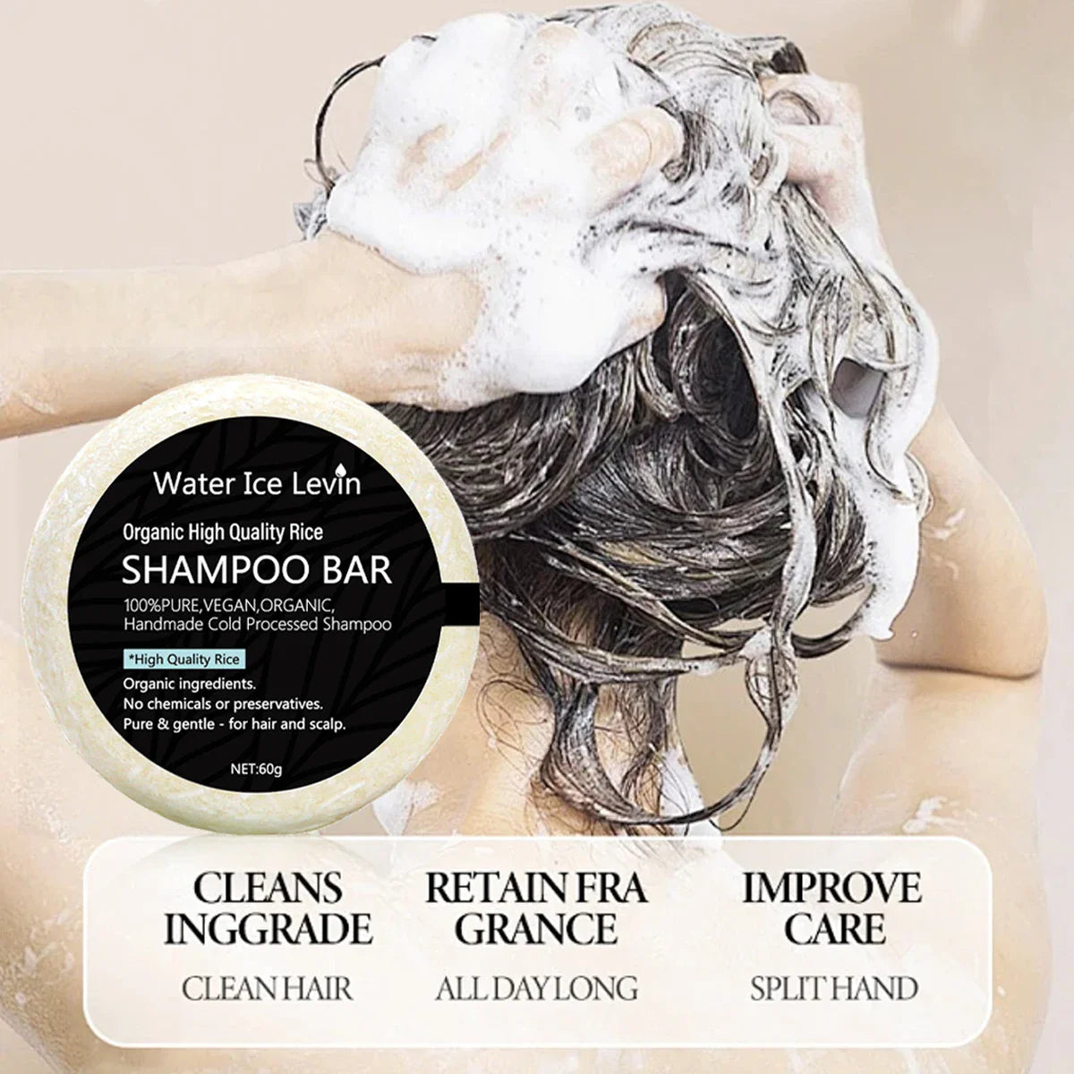 Organic Rice Shampoo Bar – Shea Butter & Coconut Oil All Hair