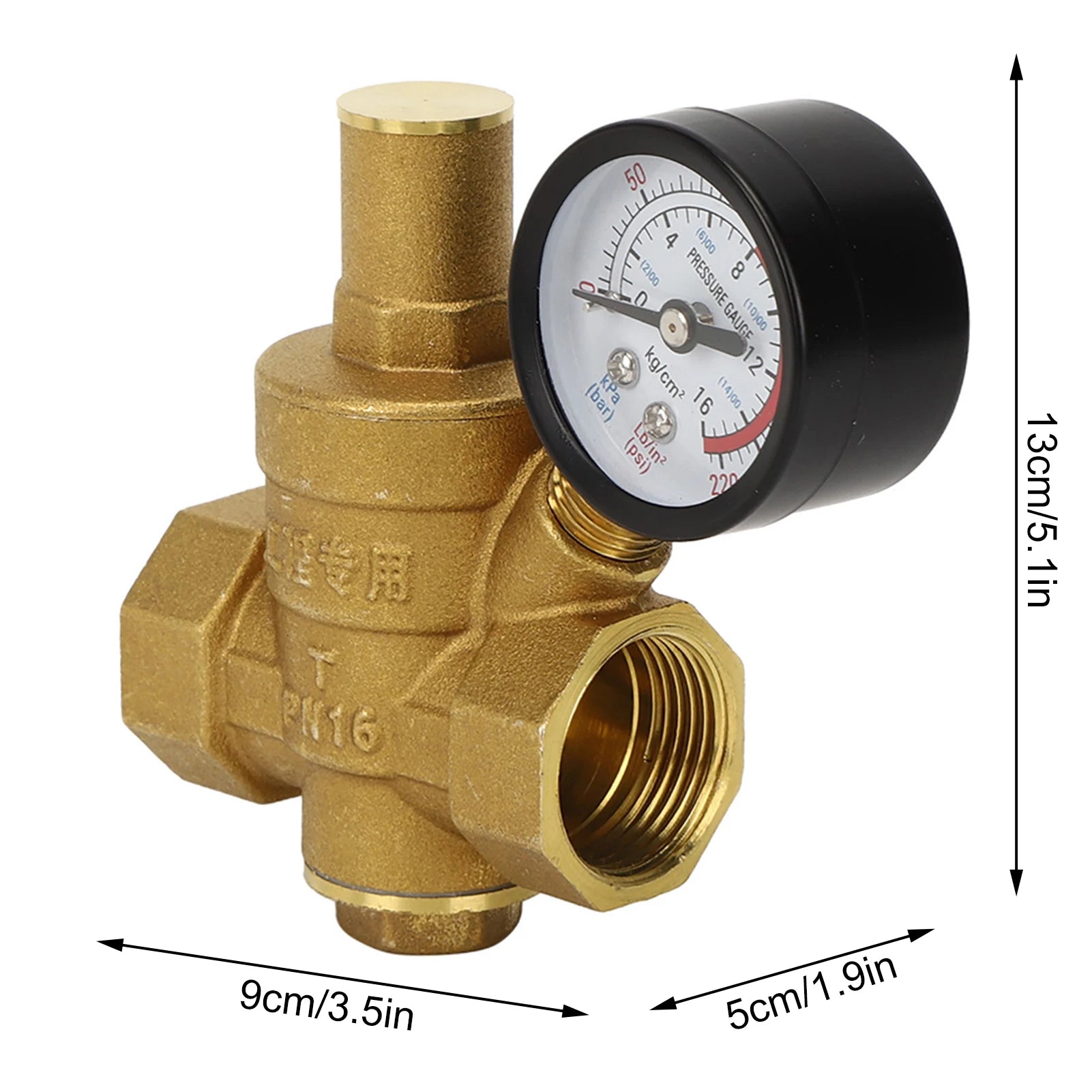 DN20 Brass Adjustable Water Pressure Regulator Reducer with Gauge Meter Brass Pressure Regulator Water Pressure Regulator Peaceful Pleasures Health and Wellness