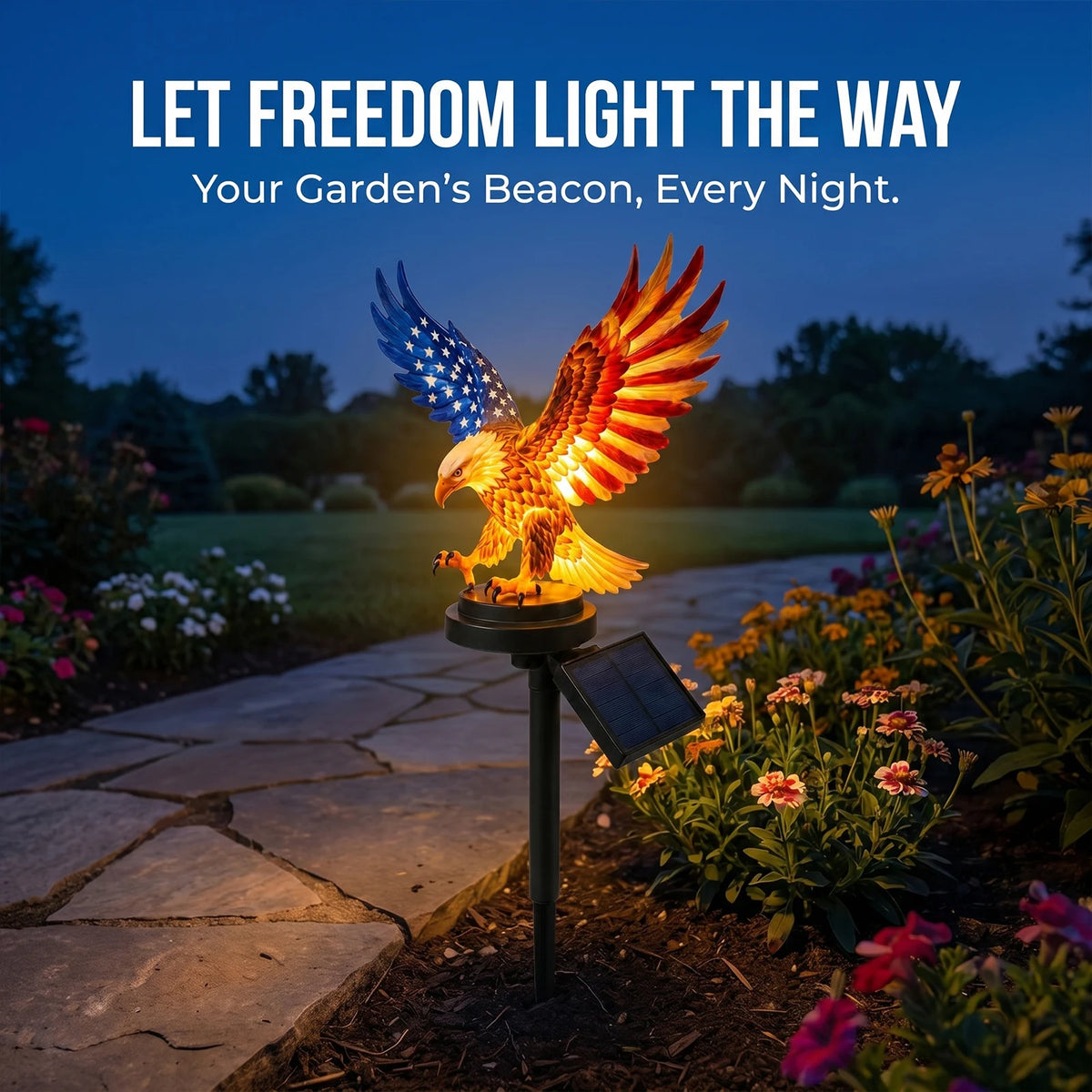 Solar Eagle Garden Light Waterproof Solar Powered Eagle Figurine Stake Lights 4th of July Decoration for Lawn Patio Yard Peaceful Pleasures Health and Wellness