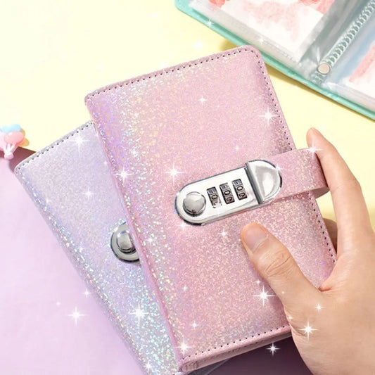 PU Leather Cover 100 Envelope Challenge Binder Reusable Waterproof Password Lock Saving Notebook Shiny Large Capacity Peaceful Pleasures Health and Wellness