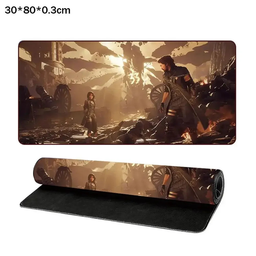 Hot Game Clair Obscur Expedition 33 gamer Keyboard Mouse Mat 30*80/30*60cm Large Gamer Mousepad PC Desk Mat Gaming Accessories Peaceful Pleasures Health and Wellness 02 80cm