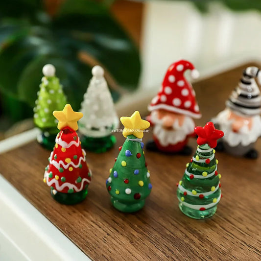 Glass Crystals Christmas Tree Figurine Statue Table Ornaments Christmas Tree Miniature Mini Handmade Crystals Ornaments decor Peaceful Pleasures Health and Wellness