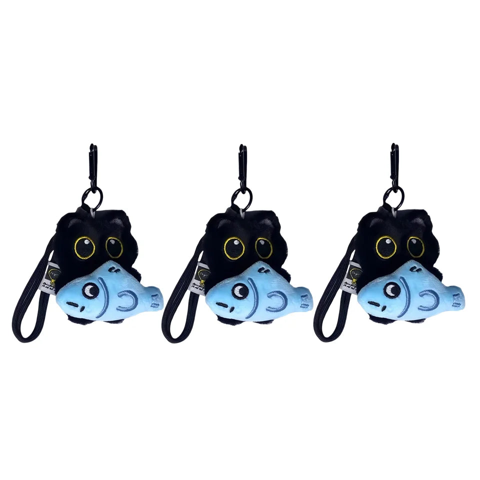 Black Cat Plush Keychain Charm | Cute Stuffed Cat Bag Pendant Plush Keychain Charm Peaceful Pleasures Health and Wellness E 3pcs