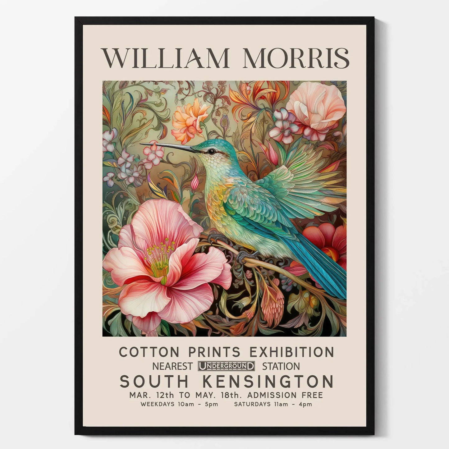 William Morris Canvas Wall Art – Fox Owl Peacock Botanical Print