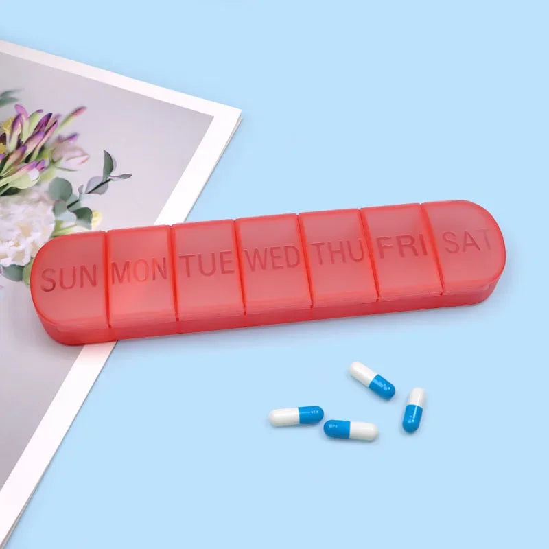 7-Day Weekly Pill Organizer | Mini Portable 7-Grid Pill Box