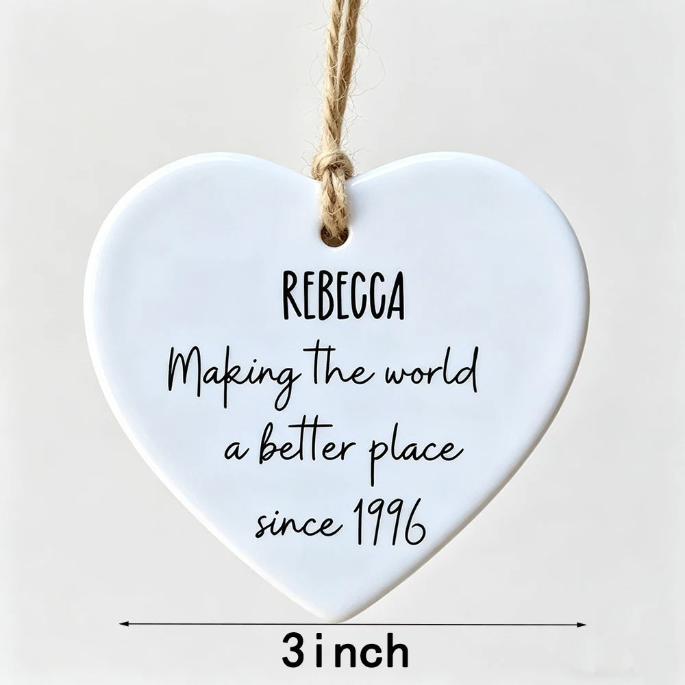 Personalised Ceramic Heart Ornament | 30th 40th 50th Birthday Gift Personalised Ceramic Ornament Peaceful Pleasures Health and Wellness