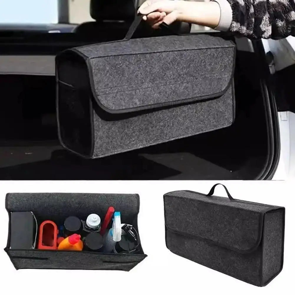 Foldable Felt Car Trunk Organizer | Large Storage Box Dark Gray