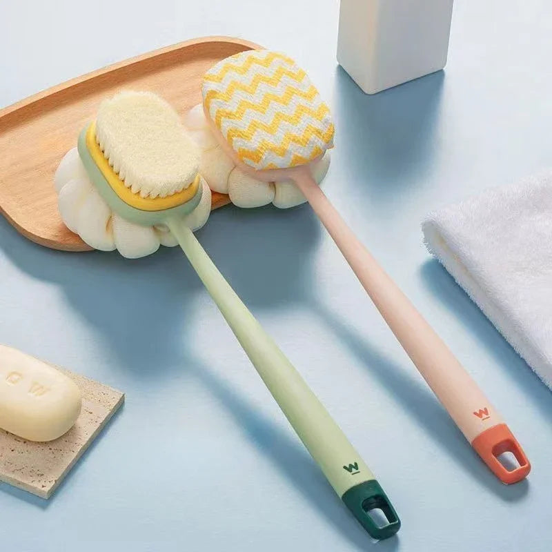 High quality Double-Sided Bath Brush Long Handle Soft Bristle Household Body Cleaner Detachable Towel Ball Body Bath Brush Peaceful Pleasures Health and Wellness