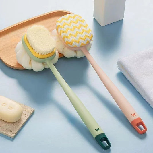 High quality Double-Sided Bath Brush Long Handle Soft Bristle Household Body Cleaner Detachable Towel Ball Body Bath Brush Peaceful Pleasures Health and Wellness
