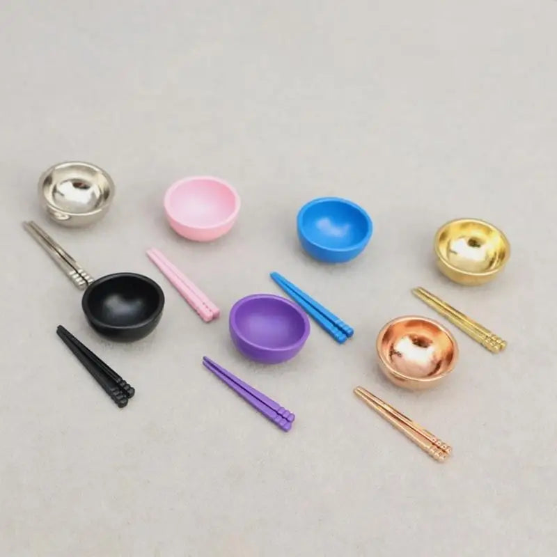 1/12 Miniature Bowl & Chopsticks Dollhouse Tableware Set