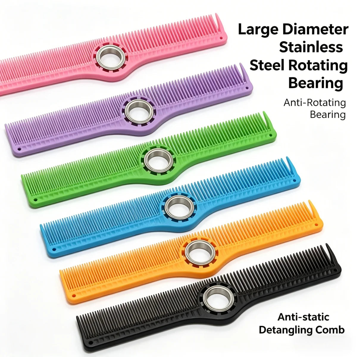 Colorful Plastic Hair Cutting Comb Set, Professional Detangling Comb With Metal Ring For Salon Barber Hair Styling Tools Peaceful Pleasures Health and Wellness