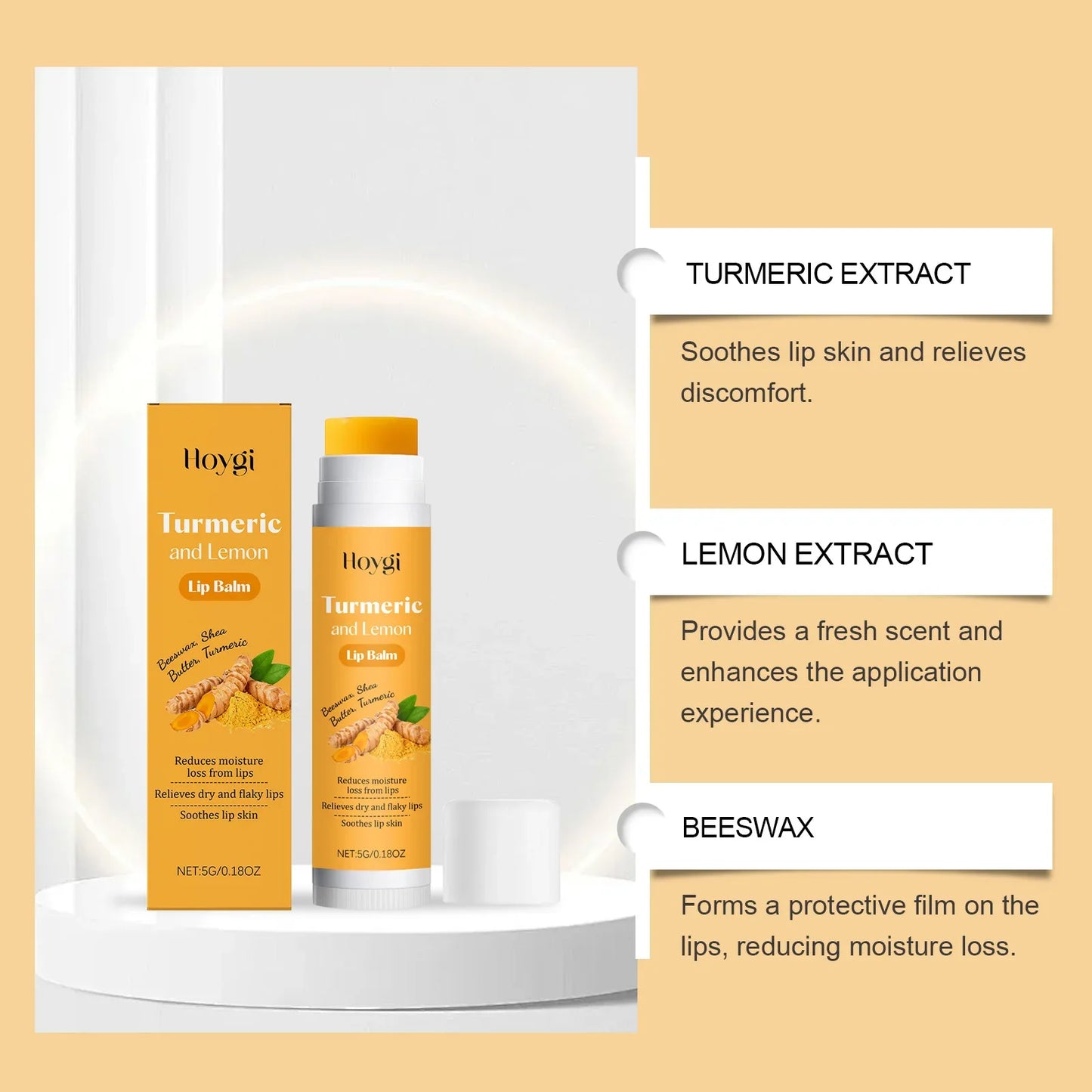 Hoygi 3-in-1 Turmeric Lip Balm, Scrub & Plumping Serum Set