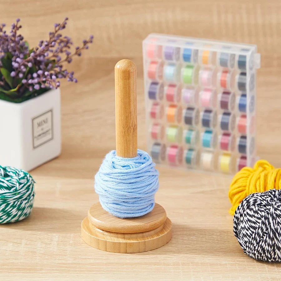 Wooden Yarn Skein Holder & Dispenser – Spinning Yarn Organizer for Crocheting, Knitting & Embroidery Peaceful Pleasures Health and Wellness
