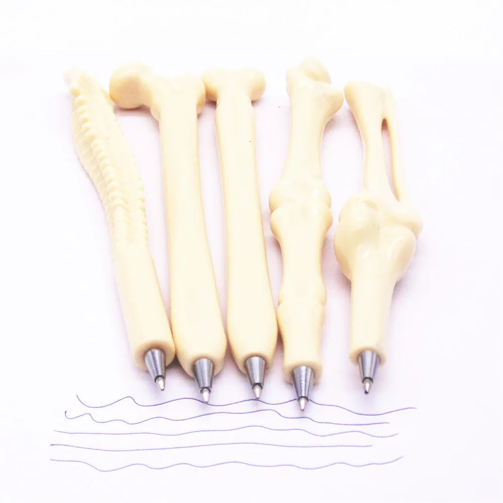 1PC Different Styles Pen Bone Shape Ballpoint Pen New Creative School Office Stationery Peaceful Pleasures Health and Wellness