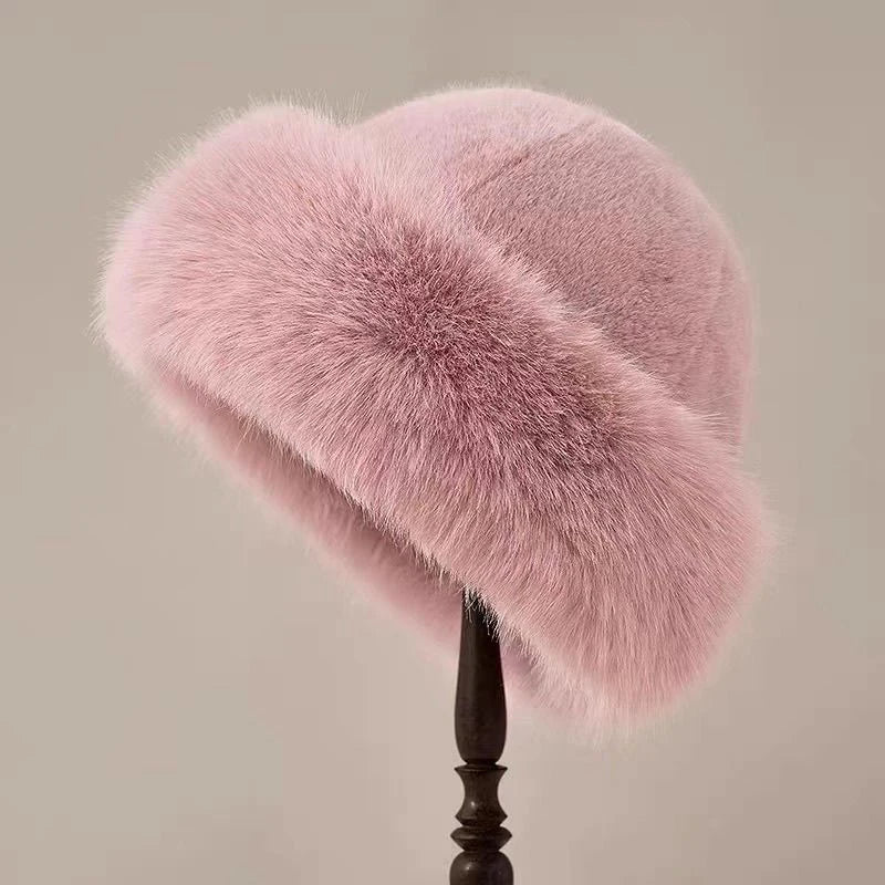 Women's Faux Fox Fur Winter Hat | Warm Windproof Russian Cap