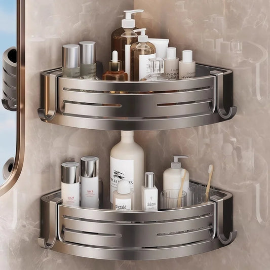 No-Drill Suction Cup Corner Shower Rack | Bathroom Shelf Bathroom Corner Shelf Peaceful Pleasures Health and Wellness