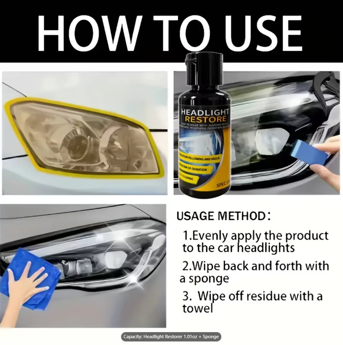 Headlight Restoration Paste – Polish, Brighten & Remove Oxidation