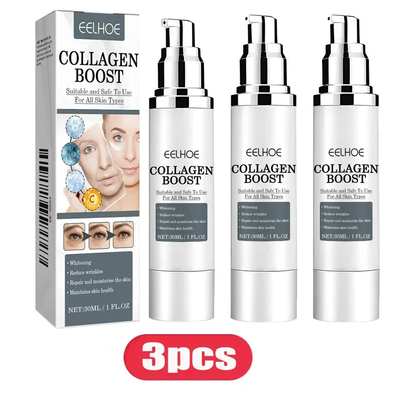 EELHOE Collagen Booster Face Cream Moisturizing Firming Skin Care for Women Reduces Wrinkles Fine Lines Hyaluronic Acid Skincare Peaceful Pleasures Health and Wellness 3pcs
