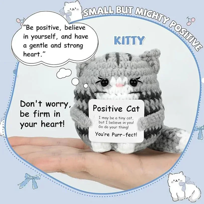 Handmade Crochet Cat Doll Ornament – Knitted Home Decor Gift