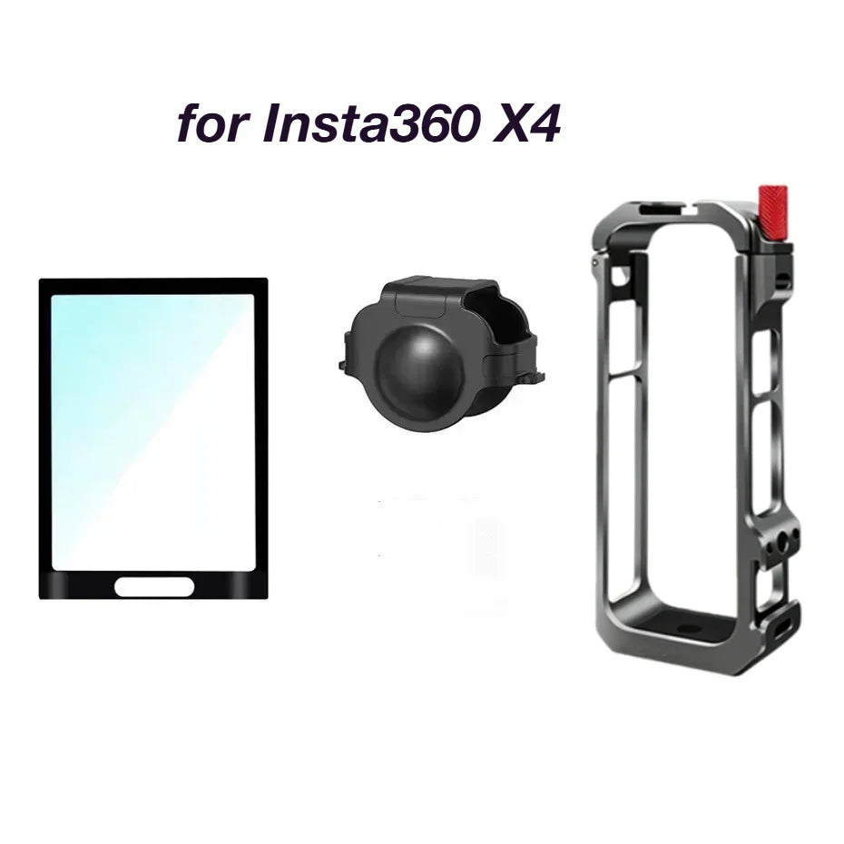 Aluminum Cage & Lens Cover for Insta360 X4 / X5 Camera