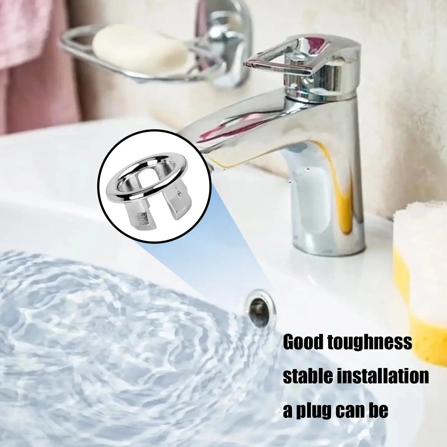 Round Sink Overflow Drain Cover – Chrome Plastic Ring Replacement