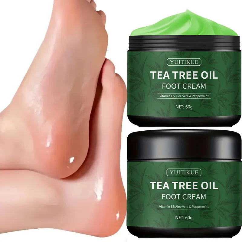 YUITIKUE Tea Tree Oil Foot Cream - Vitamin E Aloe Vera Peppermint Foot Care Moisturizing Cream for Dry Feet Peaceful Pleasures Health and Wellness