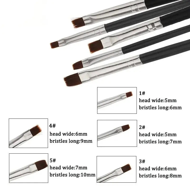 5-Piece Dental Resin Brush Pen Set | Nylon Flat Head Tips