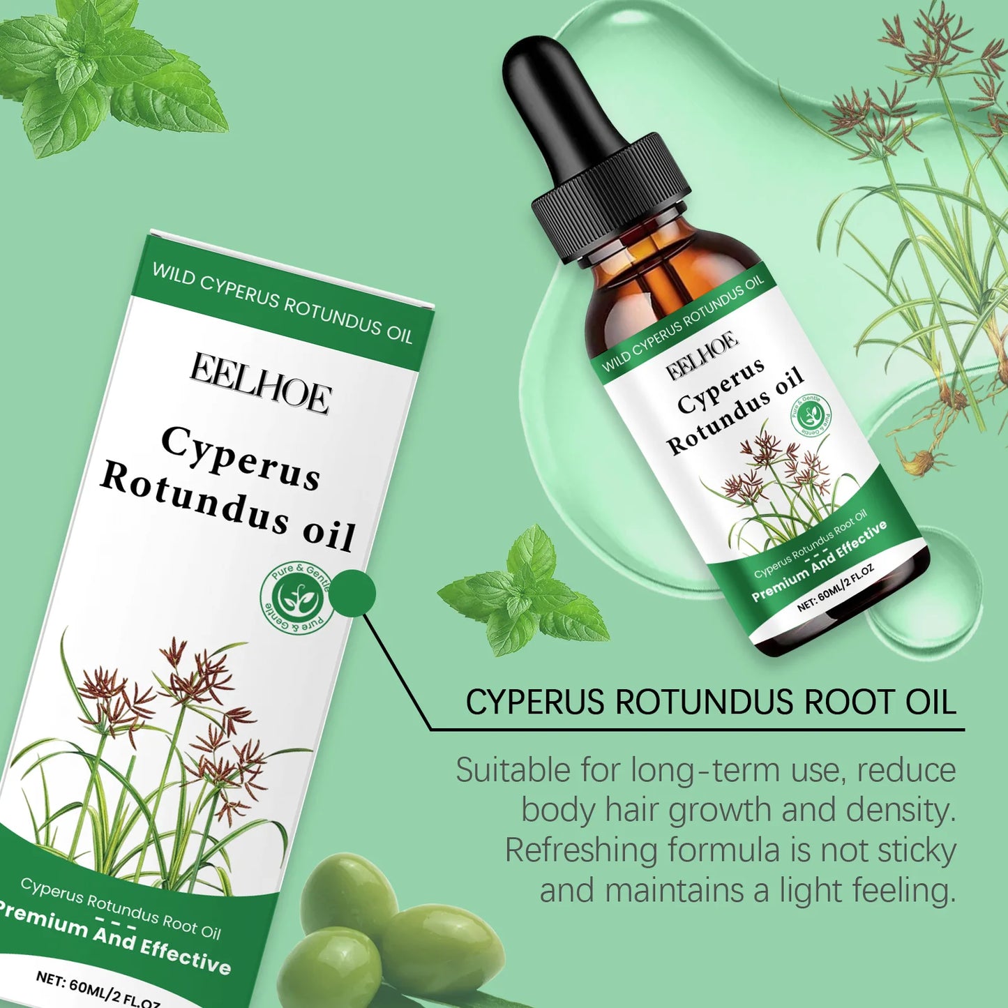 EELHOE Cyperus Rotundus Hair Inhibitor Oil 60ml | Skin Care
