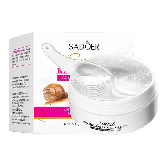 SADOER Snail Collagen Eye Mask 60pcs – Dark Circles & Bags Collagen Eye Mask Peaceful Pleasures Health and Wellness Default Title