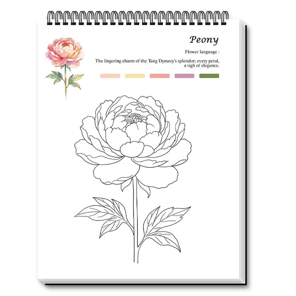Flower Coloring Book Student Practice Line Drawing Art Specific