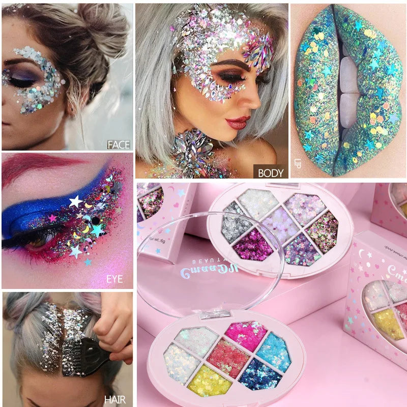 CmaaDu 7-Color Glitter Eyeshadow Palette – Pearl Shimmer Highlighter