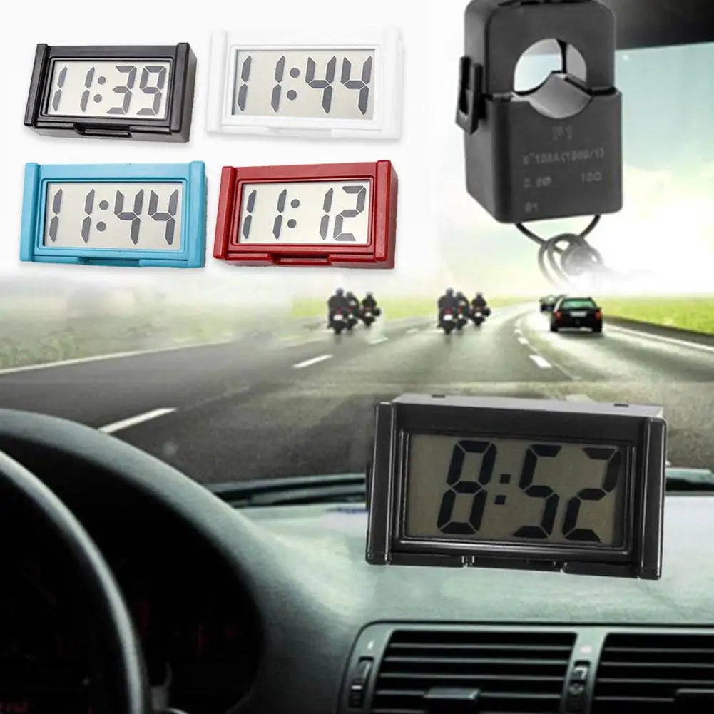 Practical Mini Digital Display Large Screen Car Mounted Small Adhesive Portable Electric Motorcycle Car Mounted Clock Mute New Peaceful Pleasures Health and Wellness
