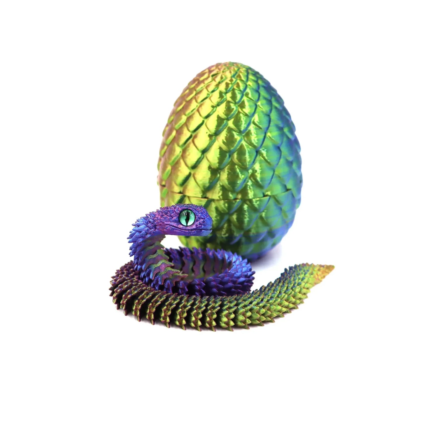 3D Printed Articulated Snake Figurine & Dragon Egg Desk Toy