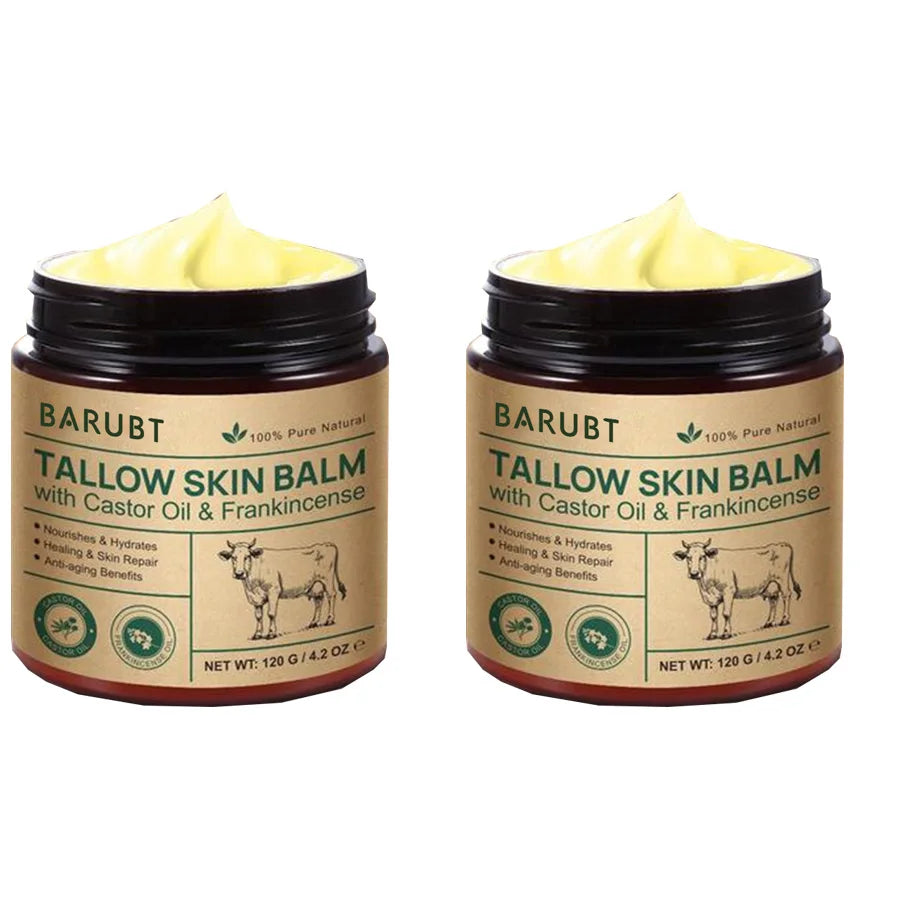 Natural Tallow Face Moisturizer Beeswax Grass-Fed Whipped Tallow Honey Cream Moisturizing Nourish Fast Absorbing Body Skin Care Peaceful Pleasures Health and Wellness 120gx2 pieces