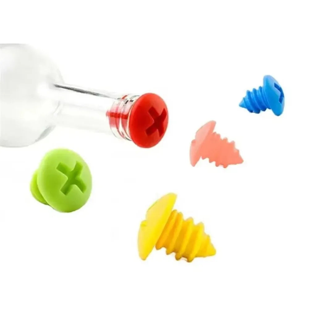 Rubber Wine Bottle Seal Stopper Oil Bottle Stopper New Threaded Shape Silicone Wine Bottle Stopper Multiple Colors Bar Tools Peaceful Pleasures Health and Wellness