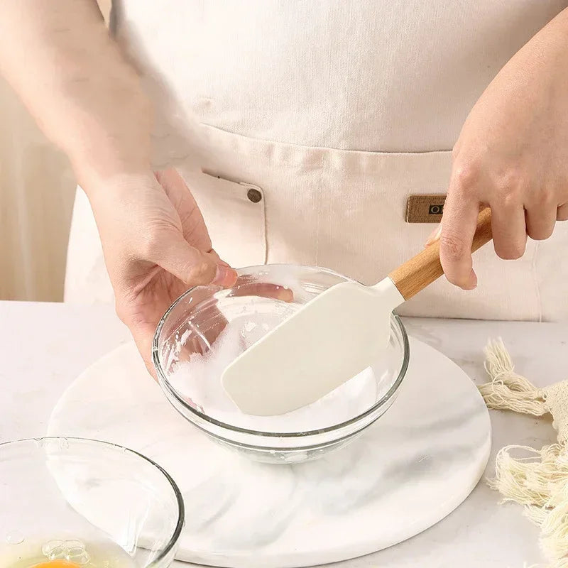 Kitchen Butter Scraper Baking Tools Mixer Spatula for Pastry and Pastry Accessories White Chocolate Wooden Handle Cake Utensils Peaceful Pleasures Health and Wellness