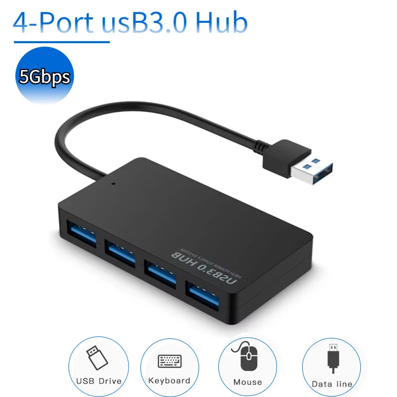 USB 3.0 Hub High Speed 4 Ports HUB Adapter Data Cable Splitter Expander Support Multi Systems Plug and Play Multi USB Adapter Peaceful Pleasures Health and Wellness