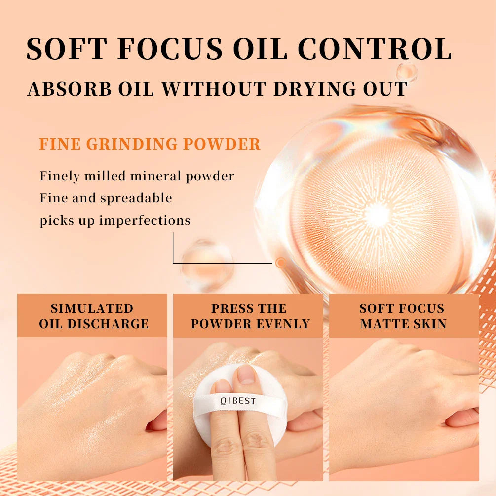 QIBEST Matte Pressed Powder – Oil Control & Full Coverage