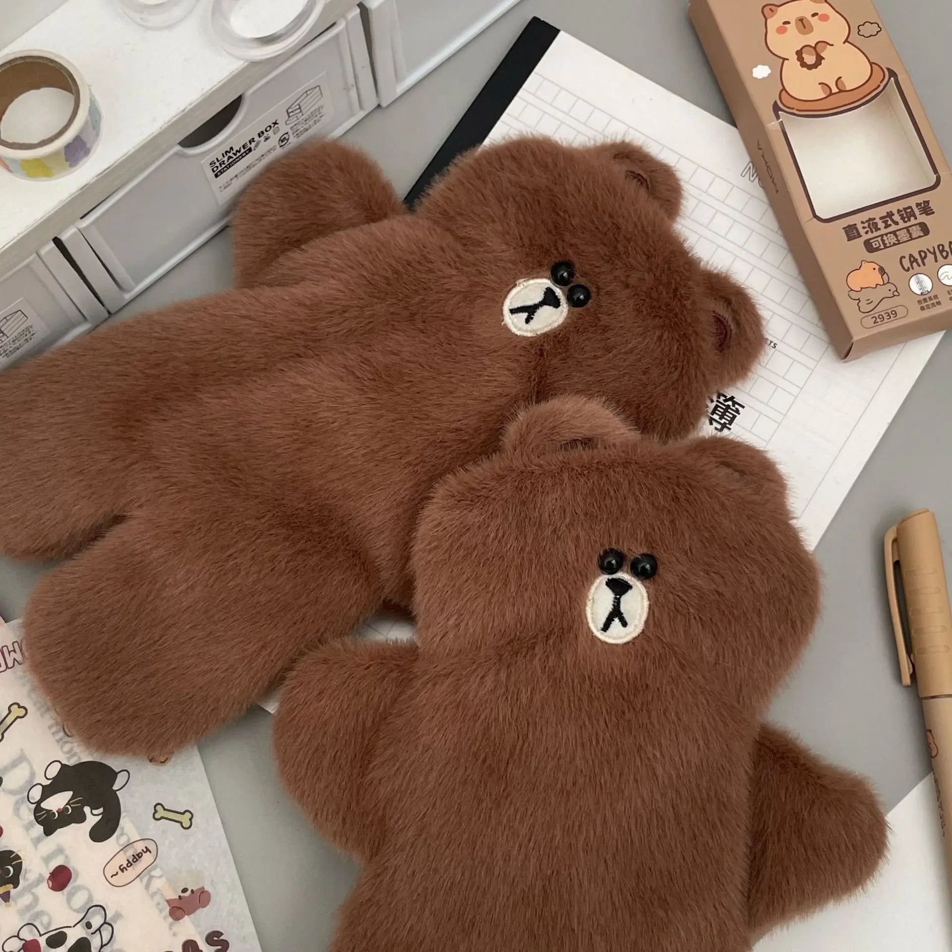 High Appearance Brown Bear Pencil Case Item for Elementary Junior High School Students Stationery Bag Storage Bags Pencil Case Peaceful Pleasures Health and Wellness