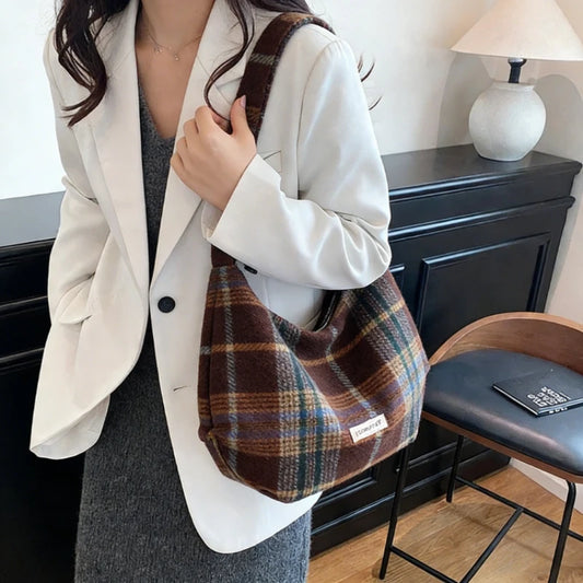 New Style Strap Versatile Vintage Wool Crossbody Bags Casual Minimalist Large Capacity Dumpling Handbag Shoulder Bags Versatile Peaceful Pleasures Health and Wellness