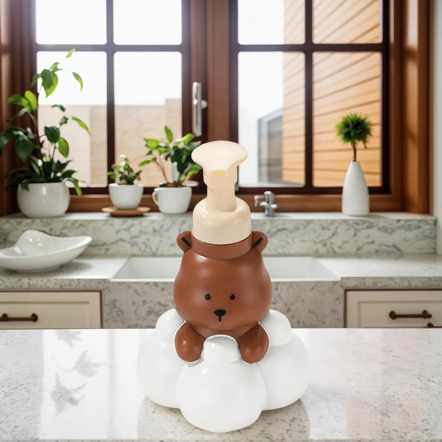 Dish Soap Dispenser Decorative Bear Refillable Pump Bottle Bathroom Soap Dispenser For Shower Gel Lotion Liquid Shampoo Home Peaceful Pleasures Health and Wellness