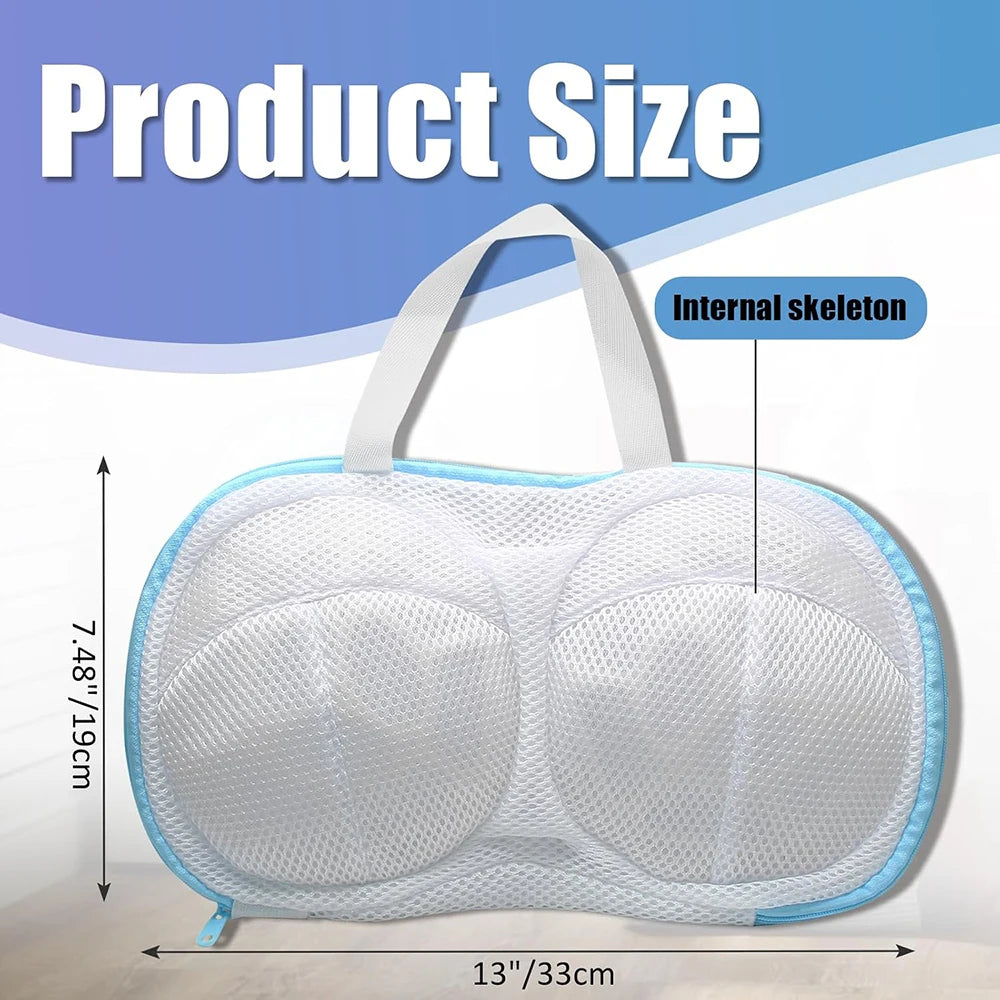 2 Pcs Bra Washing Bags for Laundry – 3D Protective Bracket Lingerie Wash Bag, Non-Deform Dryer Safe