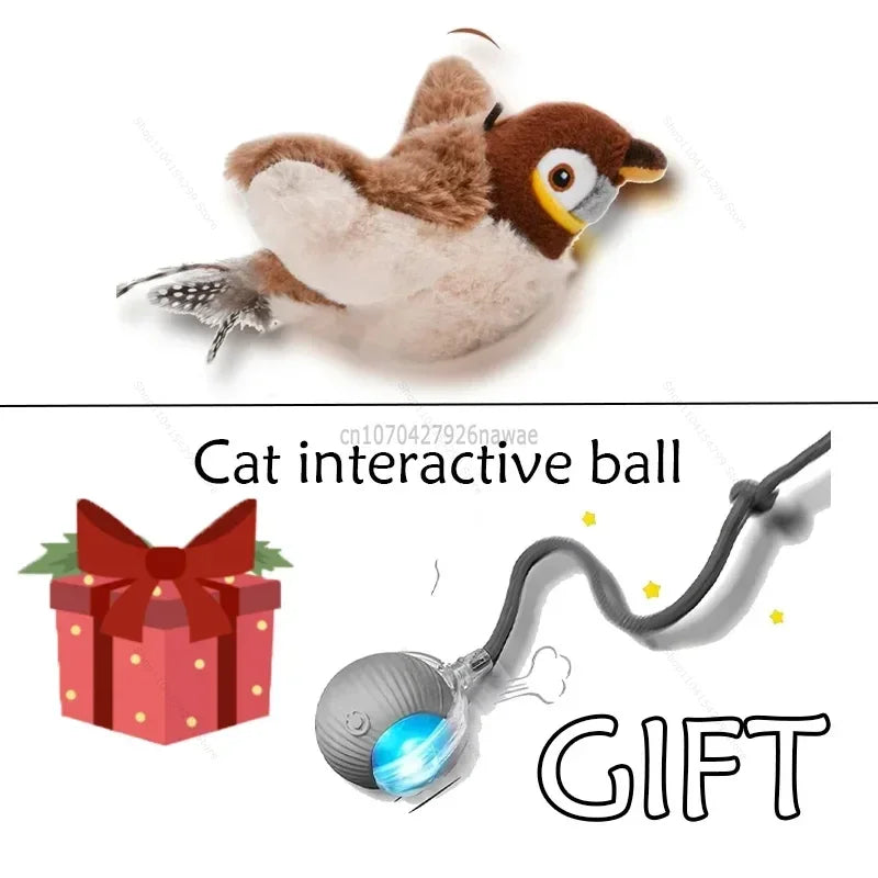 Interactive Electric Flapping Bird Cat Toy with Catnip & Chirping