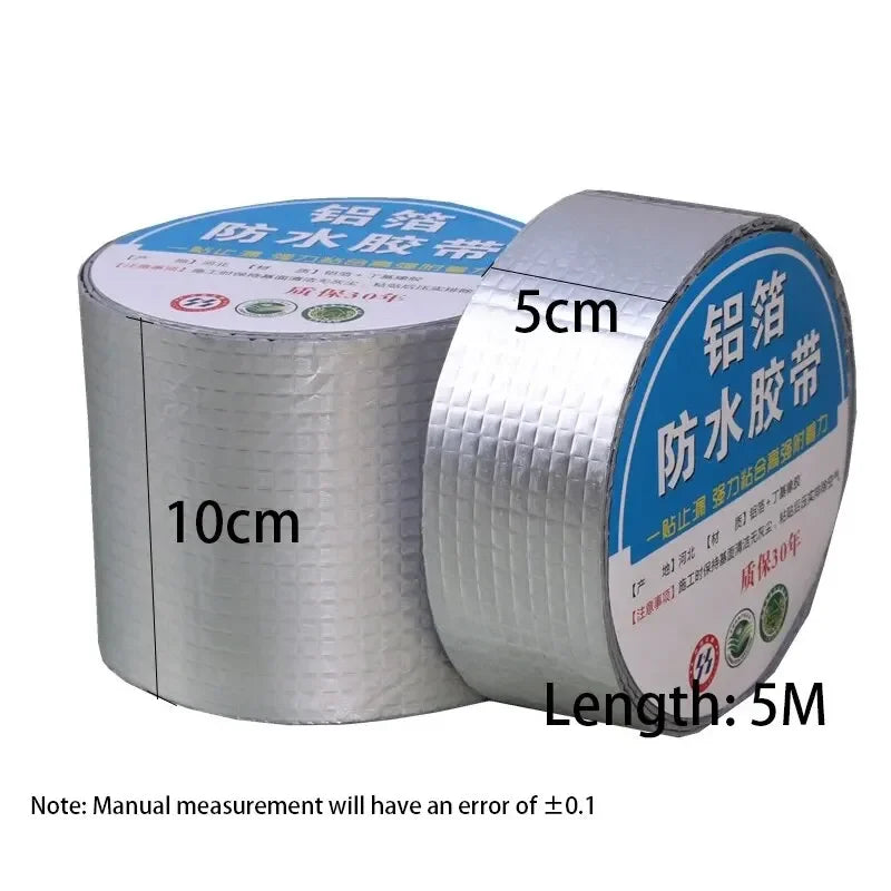 1 Roll Butyl Tape Self-adhesive Waterproof Aluminum Foil Leak Plugging Color Steel Roof Leak Repahandwir Material Handwork Peaceful Pleasures Health and Wellness